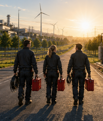 Mitarbeitende im elektrotechnischen Arbeitsumfeld